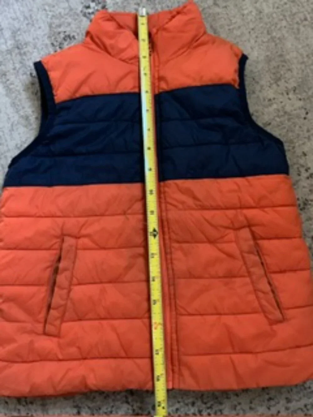 🧡3/$15 Janie and Jack Orange and Navy Blue Colorblock Puffer Vest 5 to 6